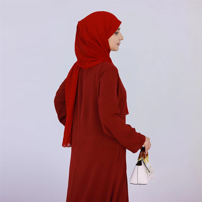 Ramadan Eid Solid Linen Dubai Abaya Turkey Islam Muslim Modest Dress Kaftan Prayer Clothes For Women Kebaya Robe Femme Musulmane