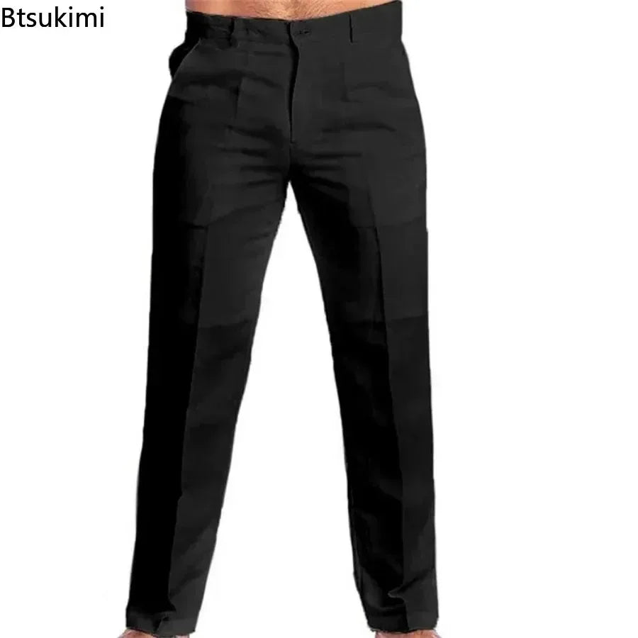 Neue Vintage männer Baumwolle Leinen Hosen Atmungsaktive Komfort Weiche Hosen Mode Lose Gerade Hosen Männer Solide Einfache Casual Hosen.