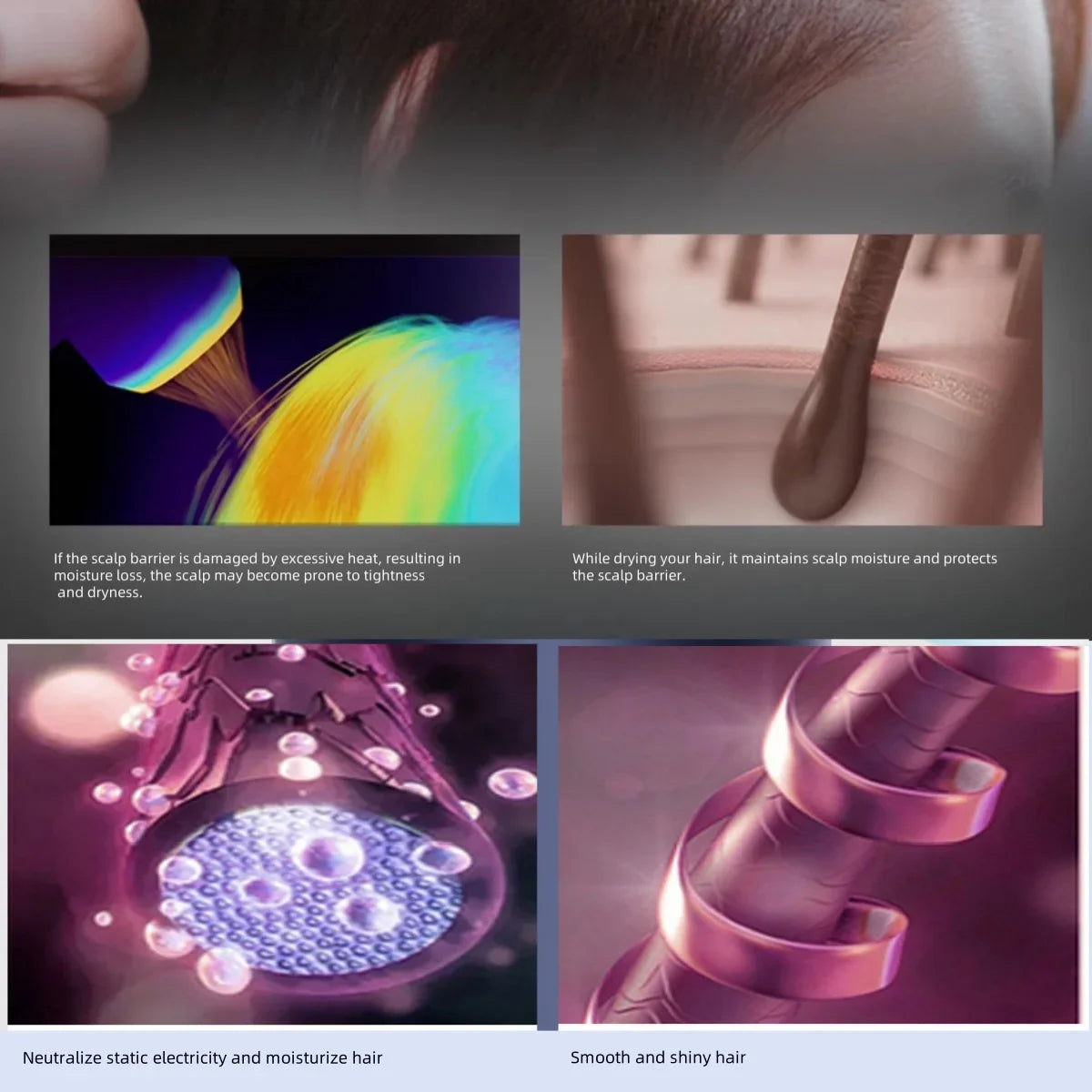 Professional Negative Ion High Speed Hair Dryer 220V Leafless Thermostatic Hair Dryer 1600W High Power Hair Dryer Styling Tool.