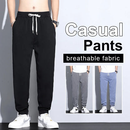 Men's Lyocell Loose Cuffed Tapered Pants 2025 Summer Autumn Comfortable Breathable Casual Long Pants Plus Size 5XL.