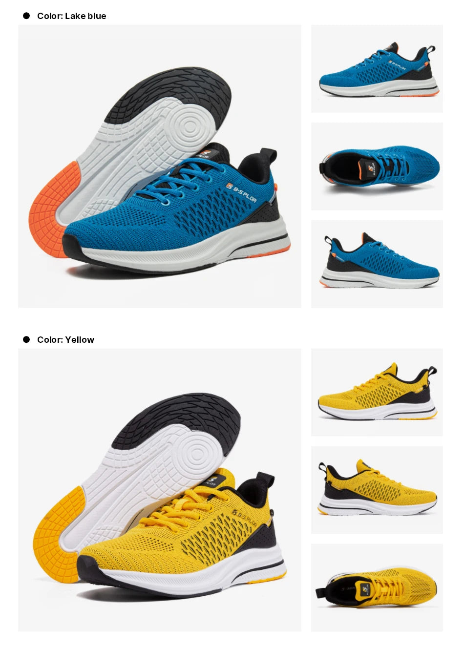 Baasploa Men's Running Shoes New Fashion Lightweight Mesh Breathable Walking Shoes Male Outdoor Casual Lace-Up Sports Shoes.