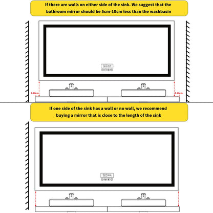 LUVODI Großer beleuchteter Bluetooth-Badezimmerspiegel, rechteckig, beschlagfrei, LED-Badezimmer-Kosmetikspiegel mit Bluetooth-Lautsprecher, 3-farbig