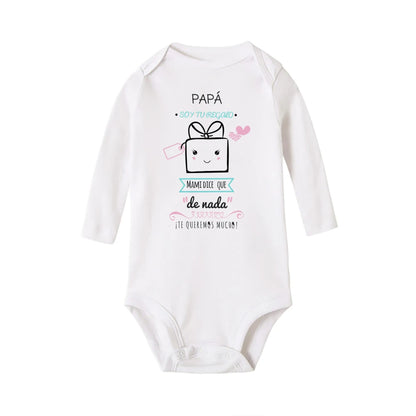 Papa, ich bin dein Geschenk, Baby-Body, Spanien, Vatertag, Jungen- und Mädchen-Säuglingsspielanzug, langärmelig, warmer Overall, bestes Geschenk zum Vatertag.