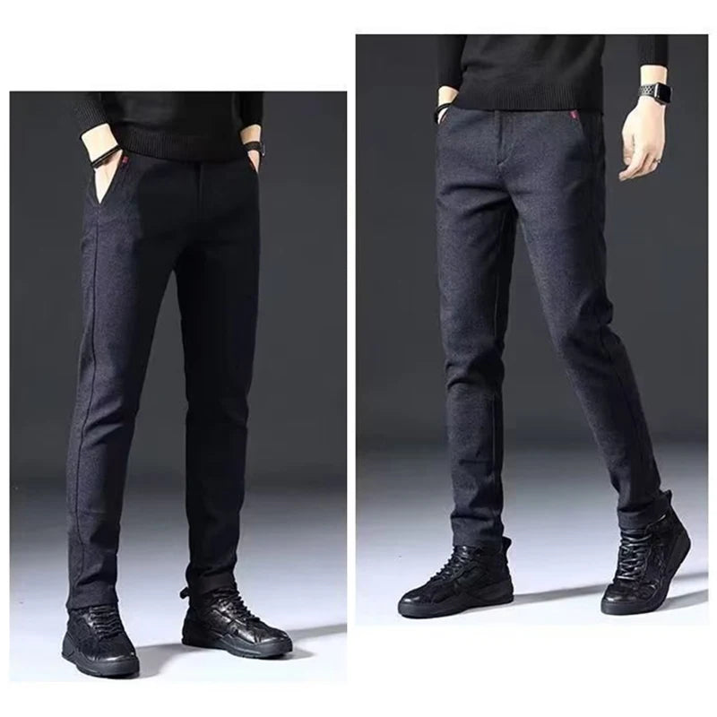 Men's Straight Leg Long Daily Pants Casual Straight Slim Fit Narrow Leg Trousers Stylish Male Suit Work Fashion Blue Gray Pants.