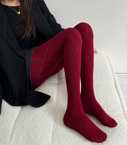 Talenza Autumn Winter Leggings Women's Solid High Waist Slim Sexy Warm Pantyhose Super Elastic Y2k Hollow Tights Women's Socks