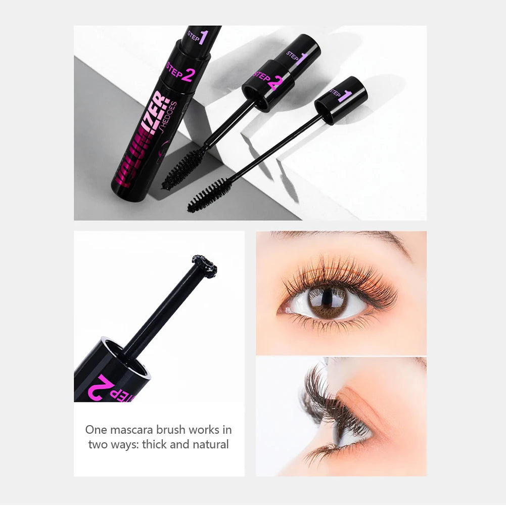 2 in 1 Curling Mascara Eye Cosmetics Waterproof Long Lasting Not Blooming Black Natural Thick Curling Lengthening Mascara Makeup.