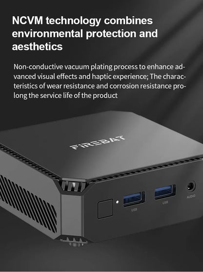 FIREBAT T2 Mini PC Intel N150 CPU Windows 11 DDR4 16GB RAM 512GB SSD WIFI5 BT4.2 Desktop Computer HDMI USB Port.