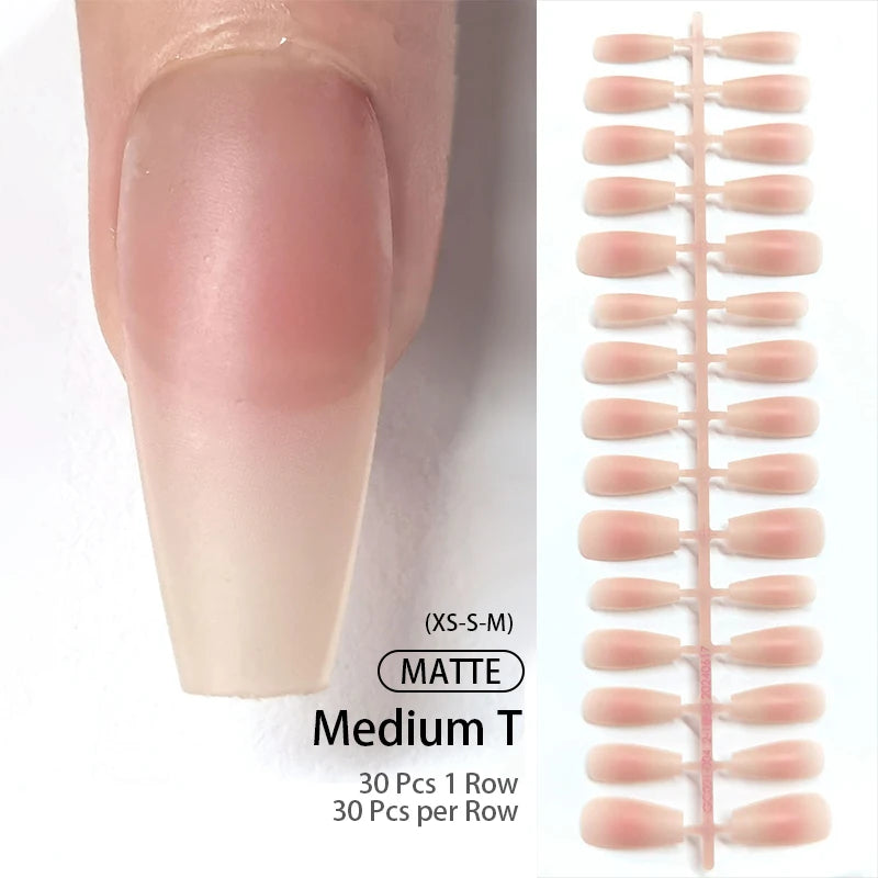 30Pcs Matte Nude Fake Nail Fashion Press on Quick Extension Wearable False Nails Simple Full Cover Nail Tips Manicure Nail Art.