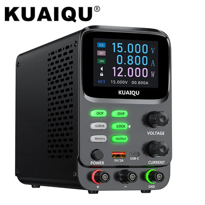 KUAIQU 5 Digits Programmable Adjustable Power Supply 30V 10A,Battery Simulation Tester,Real time Curve Display Voltage Current.