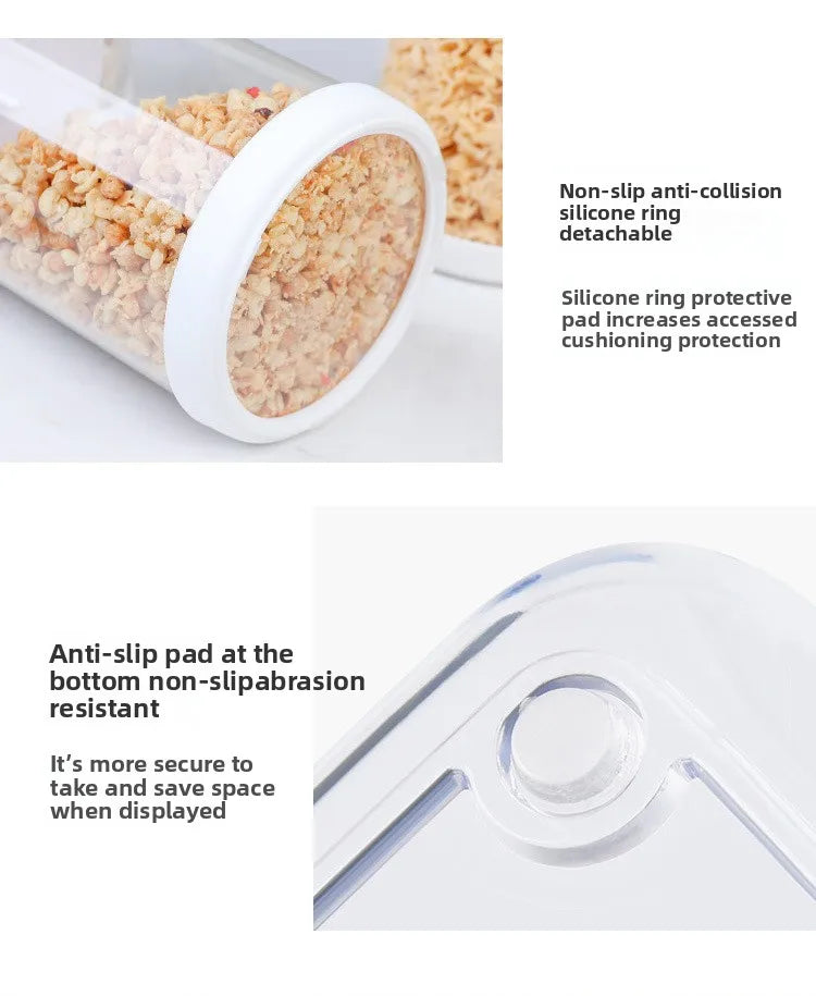 Square press storage tank sealed tank kitchen grains plastic candy jar fruit powder box transparent storage tank.