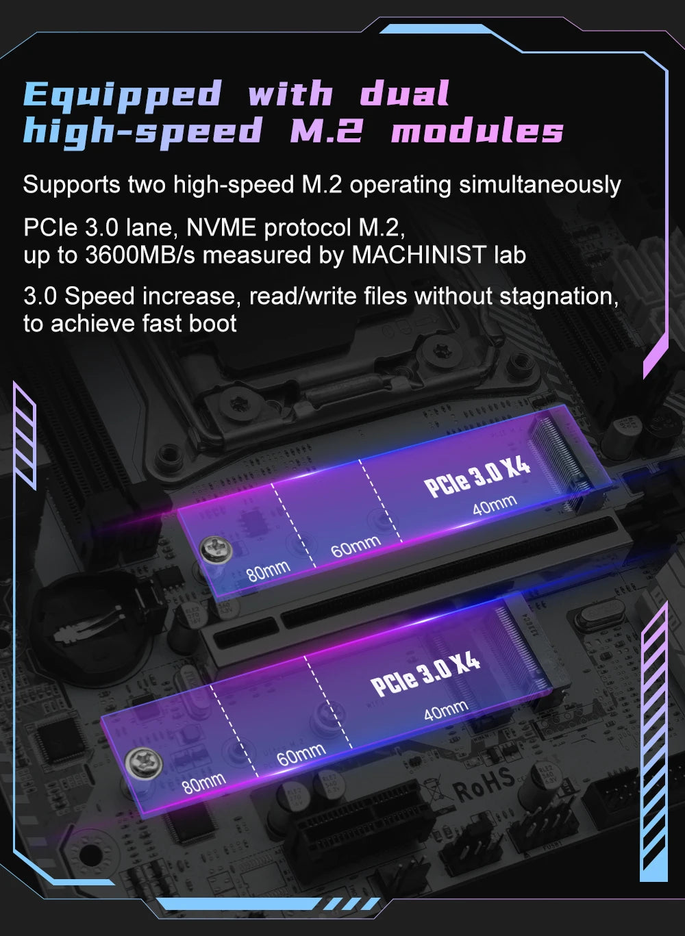 MACHINIST New upgrade X99 Gaming Motherboard LGA 2011-3 cpu C612 Chip Supports TPM2.0 Four Channel DDR4 NVME/WIFI M.2 Interface.