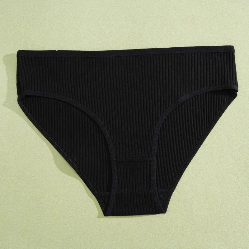 5PCS Women's Cotton Panties Sexy Low Waist Briefs Striped Underpants Female Comfortable Stretch Lingerie Ladies Soft Underwear