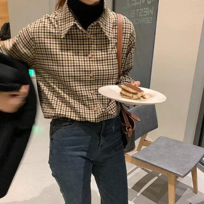 Fashion Casual Women's Plaid Shirt Autumn New Boutique Ladies Blouse and Tops Female Long Sleeve Blouses Clothes.