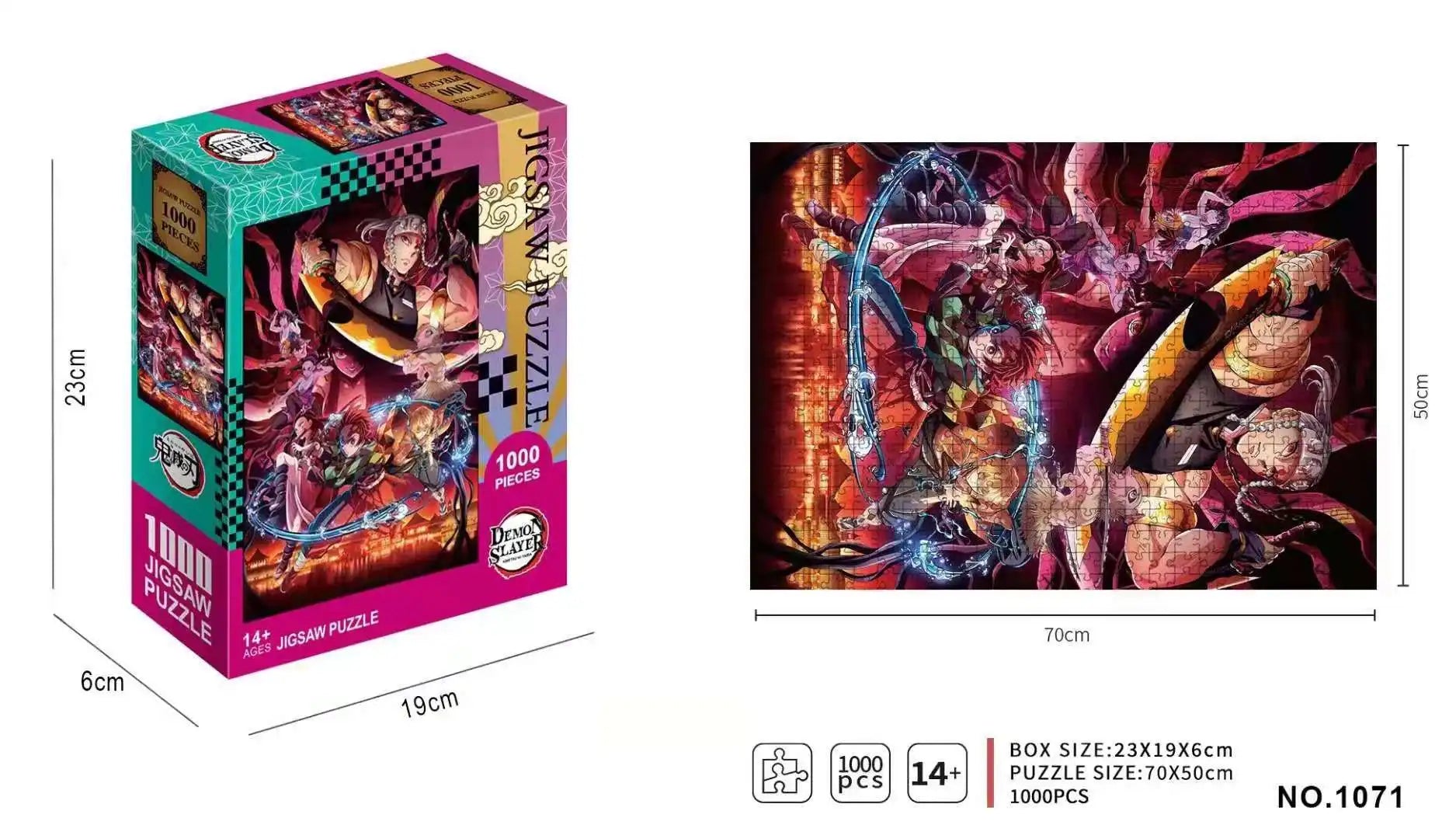 Demon Slayer Jigsaw Puzzle Anime Educational Toy 1000pcs Puzzles Exquisite for Kids Boy Adult Gift Leisure Game Home Decoration.