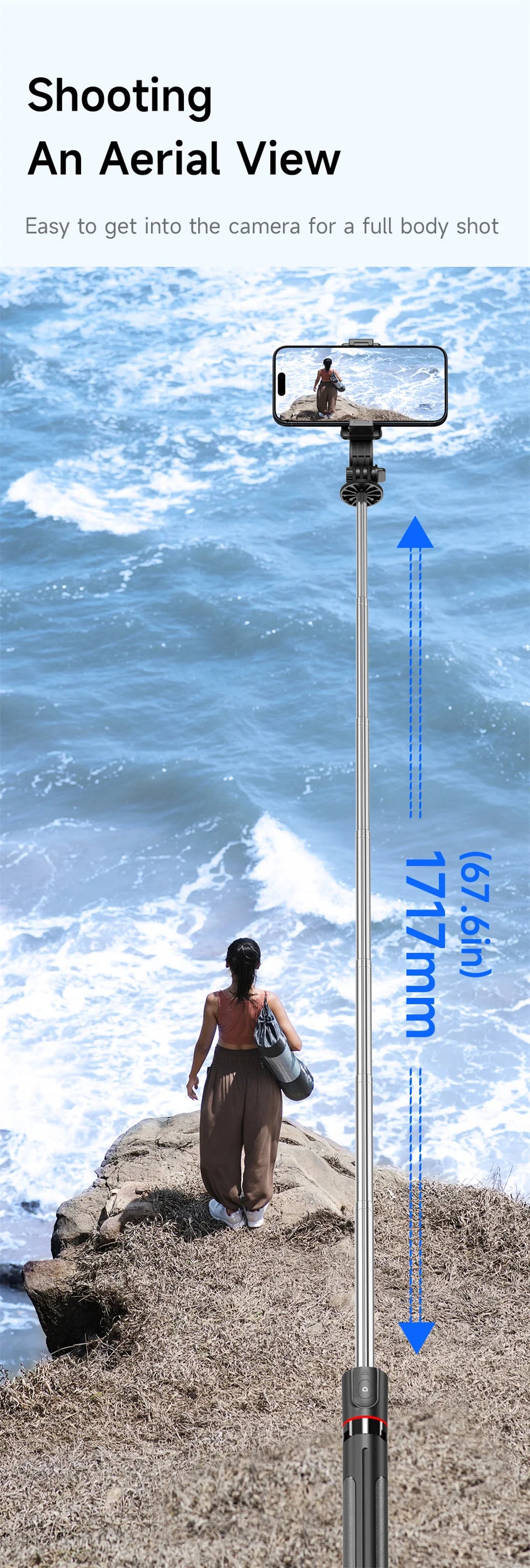 FGCLSY Selfie Stick Tripod Extendable Wireless Bluetooth Remote Portable Smartphone Tripod Stand Mount For iOS Android Phone.