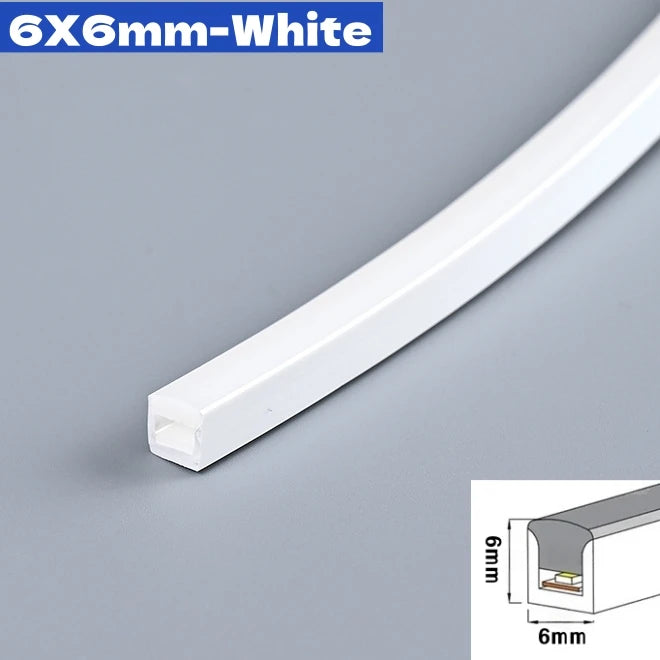 4/6/8/10mm Narrow LED Neon Silicone Tube Rope Lamp Recessed DC12V Flexible Waterproof Diffuser Cabinet Closet Ribbon Strip Light