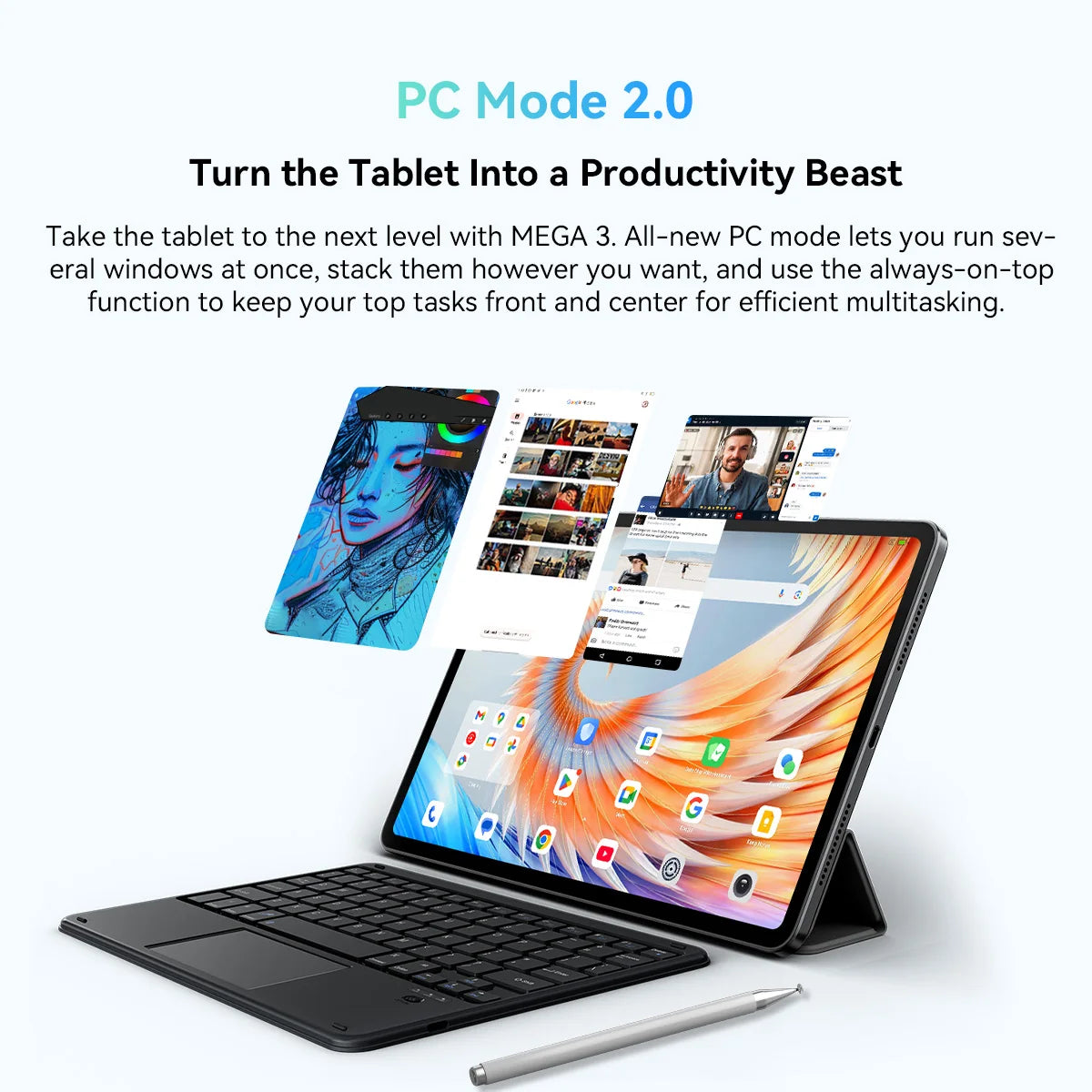 Blackview Mega 3 [No EU Charger] Tablet 8800mAh 36(12+24)GB+256GB 12.1" FHD 50MP+13MP Android 15 90Hz Dual SIM 4G 1080P IPS.