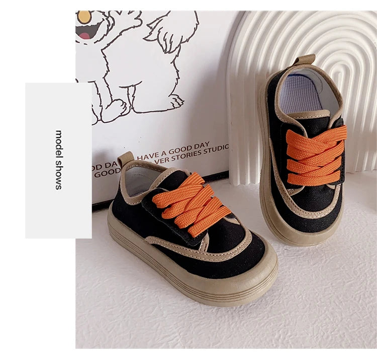 Children Fashion Versatile Soft Canvas Shoes Floral Print Casual Kids Shoes Drop Shipping Lace-up 2023 Spring New for Boys Flats.