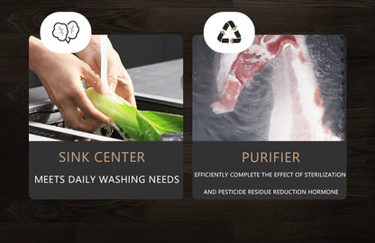 ASRAS high-quality 304 stainless steel multifunctional kitchen sink intelligent food purification large-sized sink nano gray