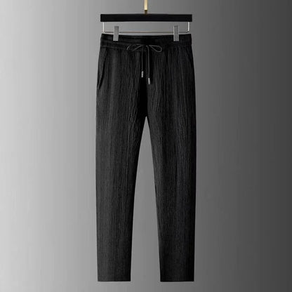 Summer Casual Thin Linen Set Men's Sport Suit Outdoor Wear Short Sleeve Long Pants Two-Piece Set Lightweight Comfortable Fit.