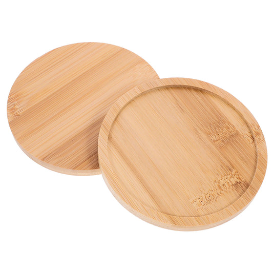 2 Pcs Bamboo Tray Wooden Plates Food Trays Wood Tableware Fruit Plates Serving Platters Home Decor Kitchen Counters Round Tray.