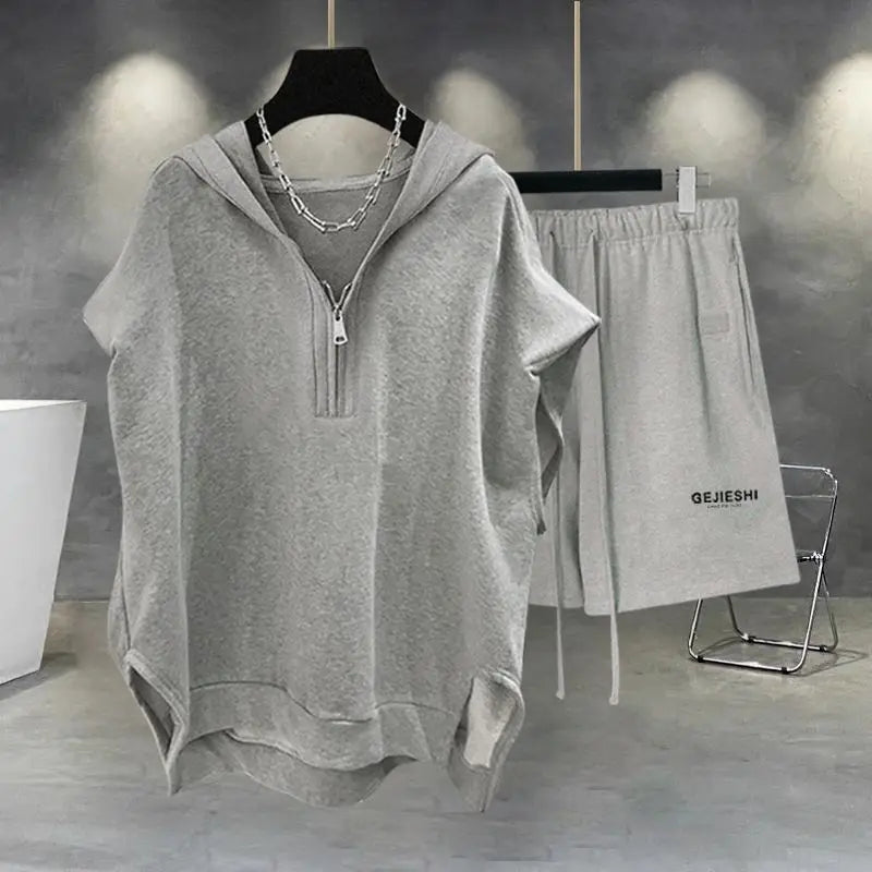 Korean Large Size Casual Sports Shorts Single Piece/suit Men Trend All-match Fashion Straight Leg Loose Half Pants Streetwear.