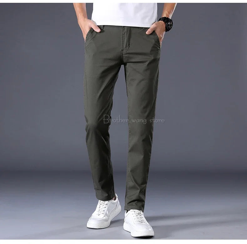 Thin Men's Pants Classic 7 Colors Summer New Casual Pant Business Fashion Stretch Cotton Slim Brand Male Trousers.