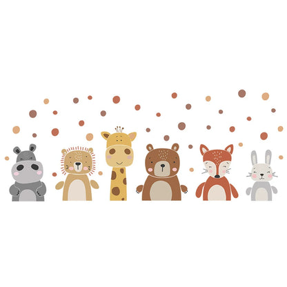 Boho Cute Giraffe Bear Animals Dots Wall Sticker Nursery Vinyl Children's Wall Art Decals for Baby Kids Room Home Decoration.