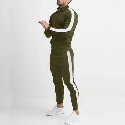 2025 Europe and the United States Spring and Autumn Outdoor New Leisure Men's Sports Suit Color Contrast Outdoor Men's 2 Pieces