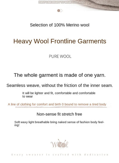 2025 100% Pure Merino Wool Men's Round Neck Pullover Solid Color Plus Size Casual Sweater Autumn And Winter Sports Cashmere Top.