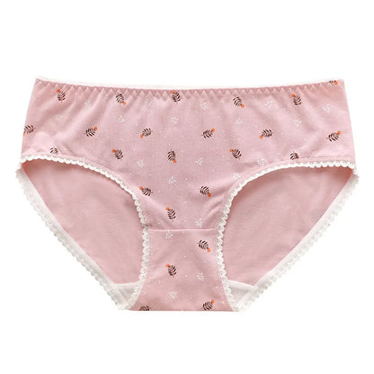 New Women Panties Antibacterial Cotton Lace Underwear Women's Floral Sweet Girls Briefs Mid-waist Shorts Female Lingerie M-XXL