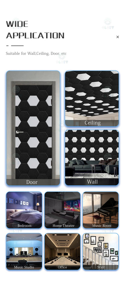 Hexagon 12 Pcs Sound Absorbing Panels Acoustic Wall Absorcion For Home Recording Studio Acoustic Insulator Door Sealing Strip