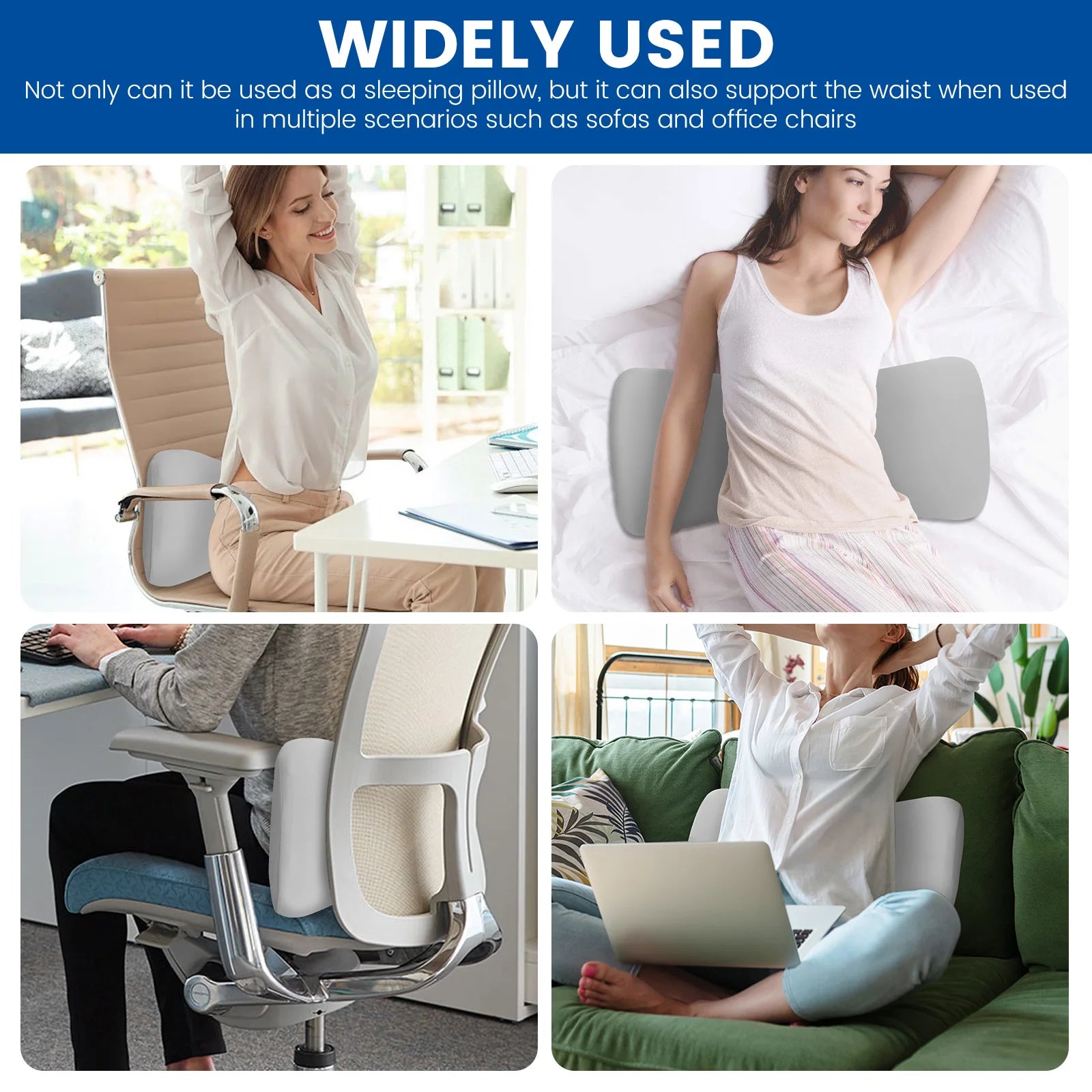 Lumbar Support Pillow for Sleeping Memory Foam Back Lumbar Pillow For Sleeping In Bed Waist Support Lower Back Pain Relief.