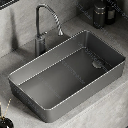 Luxuriöses Keramikgefäßwaschbecken, quadratisches Badezimmerwaschbecken, Arbeitsplatte, Kunstwaschbecken für Waschtischplatte, Keramik-Badezimmerwaschbecken für den Heimgebrauch