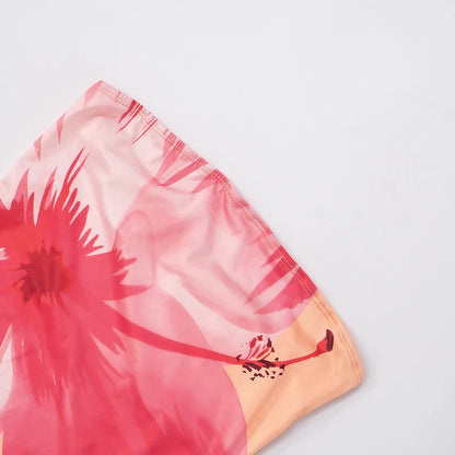 CUTENOVA Damen 2024, neues, mit Blumenmuster bedrucktes, schlauchloses Kleid, lässig, Urlaub, schulterfrei, schlank, Strand, bodenlang, langes Kleid