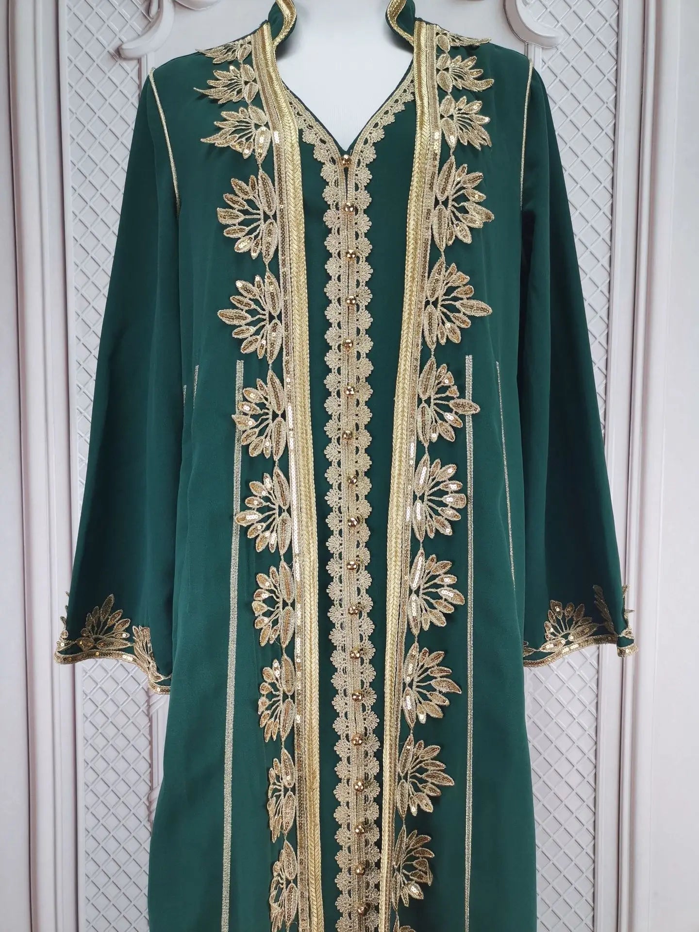 Eid muslimische Frauen Party Stickerei Kleider 2 Stück Set Jalabiya Ramadan Islam Vestidos arabische Robe Marokko Dubai Abayas Kaftan