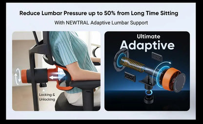 NEWTRAL Chair Standard NT001 Adaptive Unterrückenstütze Ergonomischer Stuhl, verstellbare Armlehnen-Kopfstütze, Nylonbasis Hohe Qualität