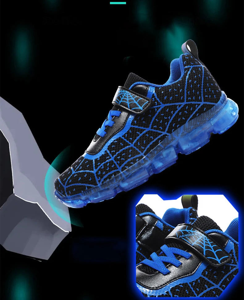 YUNICUS Breathable Sports Children'S Shoes Boys Leisure Sports Led Marquee Light Shoes Sneakers Boys Usb Charging Light Shoes.