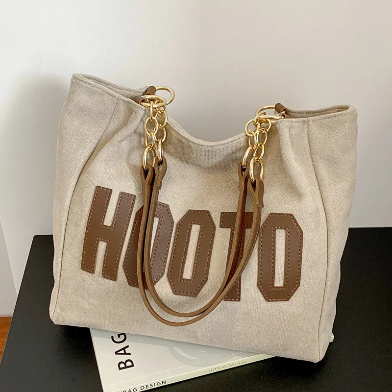 Solid Color Shoulder Bag, Trendy Letters Tote Bag, Canvas Campus Handbag for Women, Office,College,Work,Travel Hand Bags Bolsa.