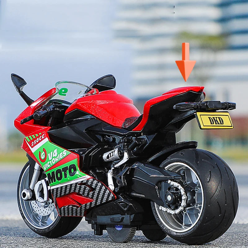 1:12 Sound Light Motorcycle Alloy+Plastic Moto Car Model Diecast Play Vehicles Decoration Collection Boy Toys For Children Gift.