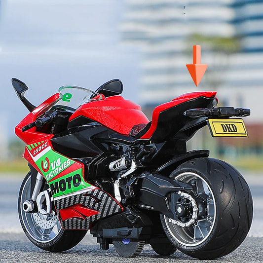 1:12 Sound Light Motorcycle Alloy+Plastic Moto Car Model Diecast Play Vehicles Decoration Collection Boy Toys For Children Gift.