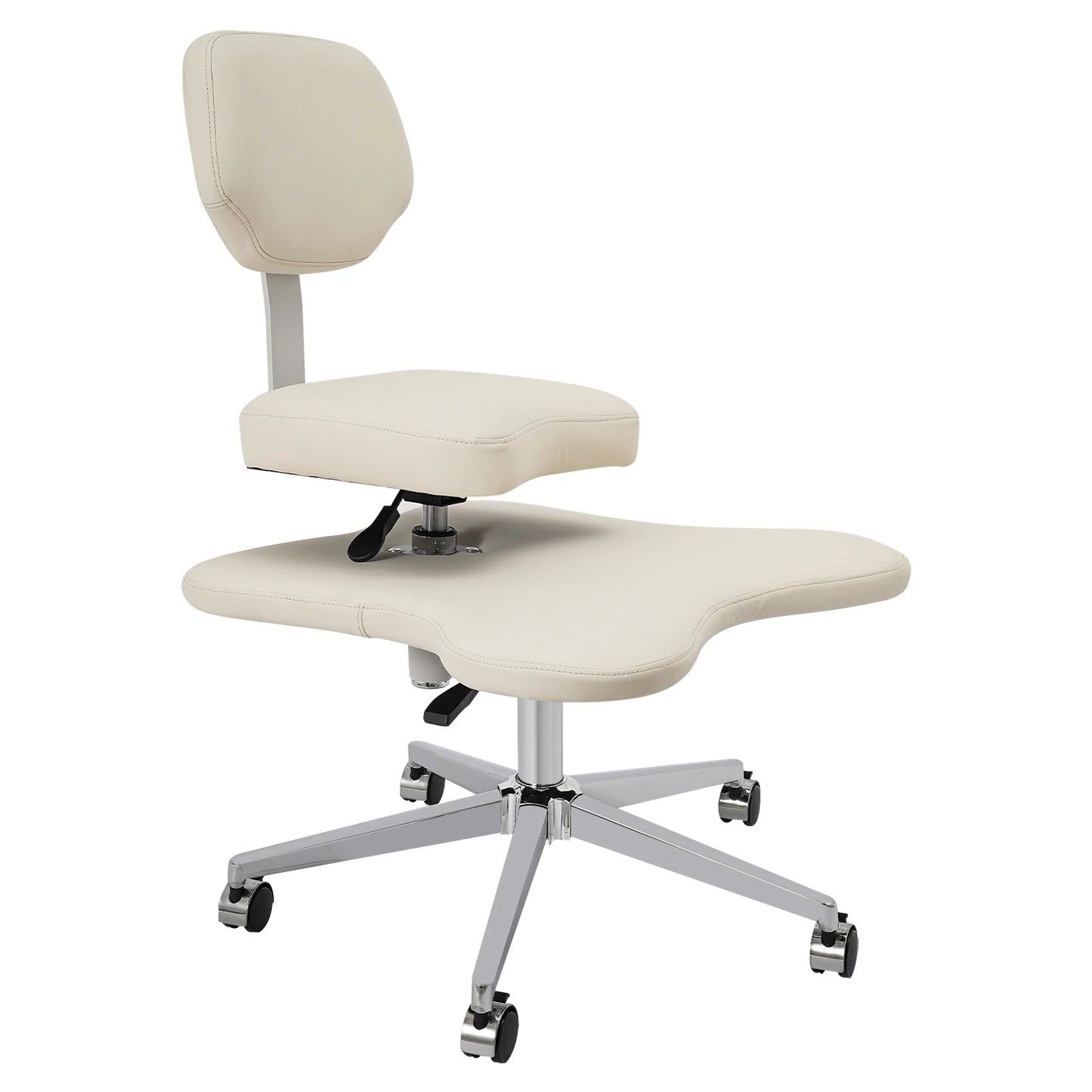 Cross Schreibtischstuhl mit Lordosenstütze |   Ergonomischer Bürostuhl |   Sitzhöhe und Fußpolster, verstellbarer Meditationsstuhl/Schwarz/Weiß