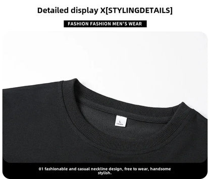 Spring Autumn Men's Casual Sports Suit Round Neck Sweatshirt Long Sleeves Pants One Whole Set Clothing Fashion.