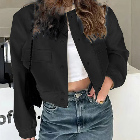 Mode Einreiher Jacke Für Frauen 2025, Herbst Frühling Langarm Tasche Mantel Dame Vintage Lose Streetwear Chic Casual