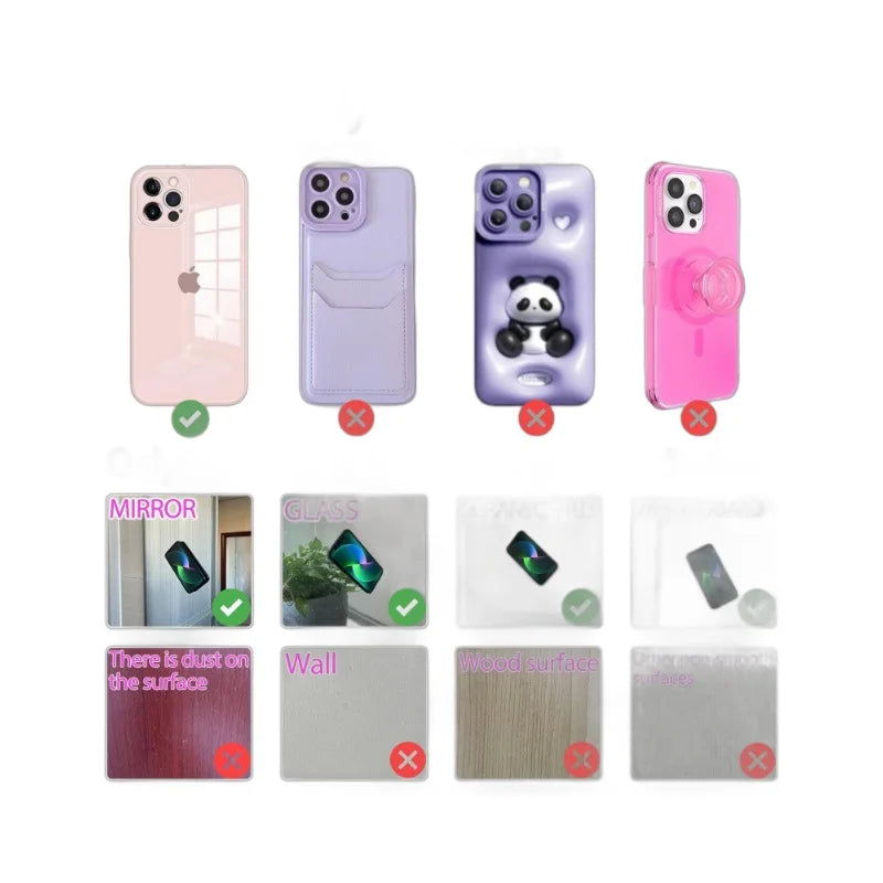 Double Sided Silicone Suction Cup Phone Case Detachable Stand For Hands-Free Selfies And Videos Just Use For Smooth Glass.