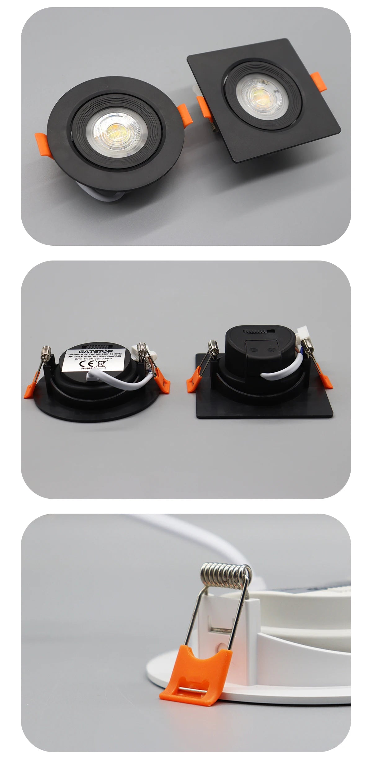 10 stücke CCT Spot Downlight Einbau LED Decke Licht 3 Farbe Eingestellt AC100-240V Zifferblatt Schalter 3000 K/4000 K/6500 K Innen Beleuchtung