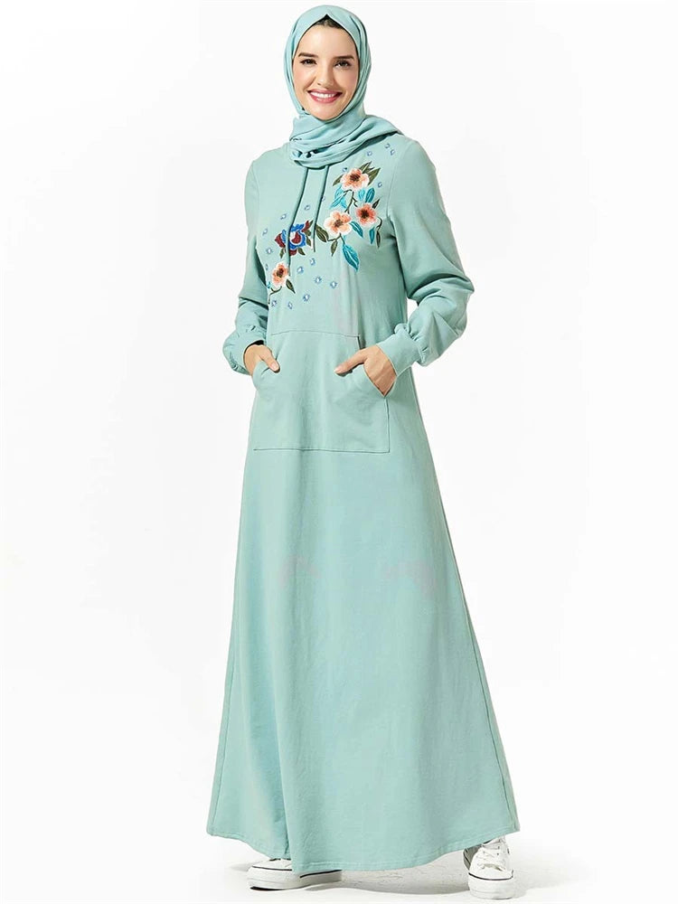 Ramadan Eid Green Abaya Damen Dubai Islamic Prayer Clothes Women Muslim Dress Kebaya Kaftan Robe Musulmane Caftan Marocain Femme.