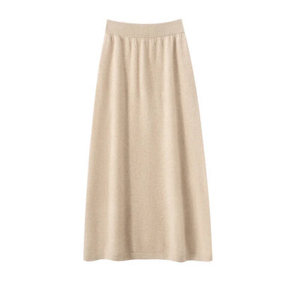 Pure cashmere half skirt, A-line loose, hip-hugging, high-end and exquisite long knitted hip-hugging skirt for autumn and winter