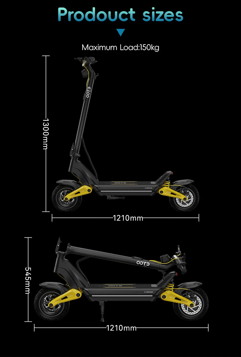 OOTD S10 Off-road Escooter 1400W Motor 48V20Ah Battery Adult E-Scooter 10-inch Tire City Commuting Electric Scooter.