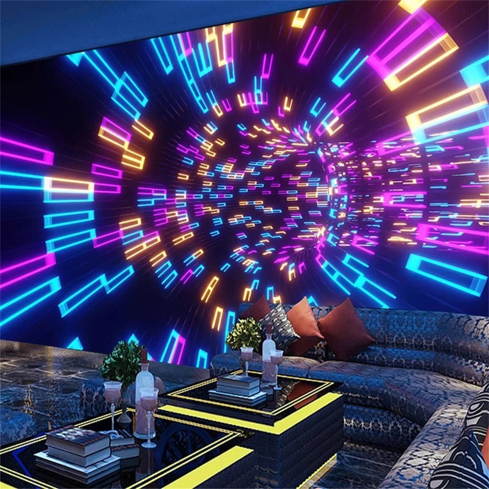 Custom Technology oriented KTV wallpaper private rooms 3D concave hexagonal wall panels e-sports room geometric home decoration